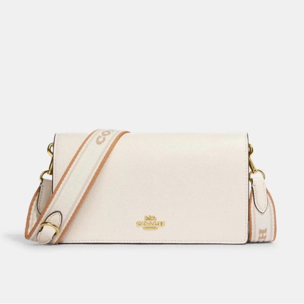 Coach Anna Foldover Crossbody in Light Pink with Tan Trim